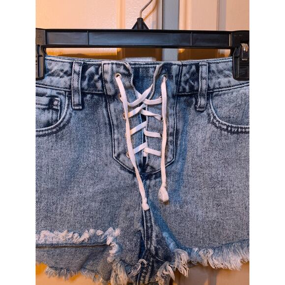 Pacsun High Rise Festival Jean Shorts Size 24 Lace up Front - Picture 9 of 10